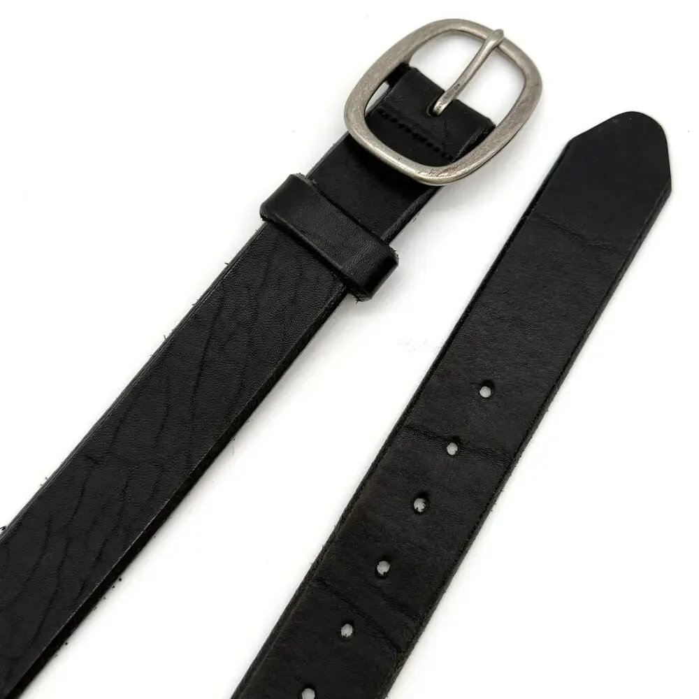 Duluth Trading Co Leather Belt Black Solid Brass Buckle Made in USA Workwear